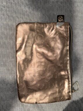 Victoria's Secret Metallic Rose Gold Logo Zip Pouch